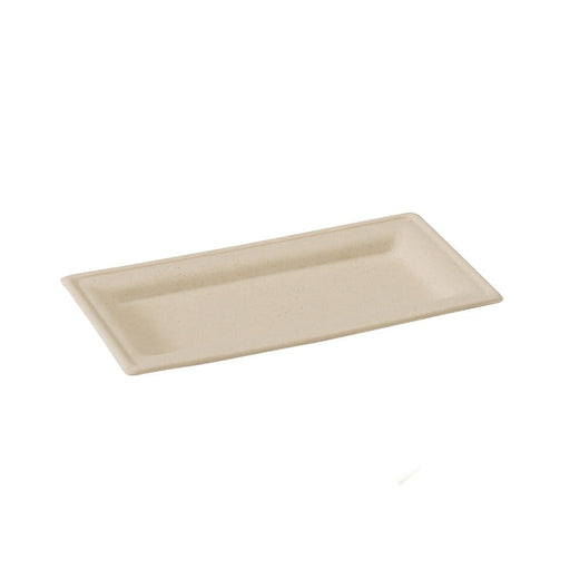 Plato rectangular marrón de pulpa 260x130mm - 500Uds