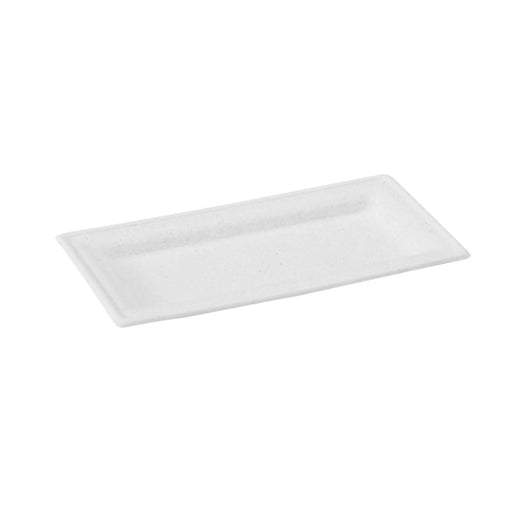 Plato rectangular blanco de pulpa 260x130mm - 500Uds