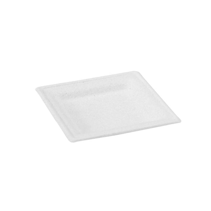Plato cuadrado de pulpa blanco 160x160mm - 500Uds