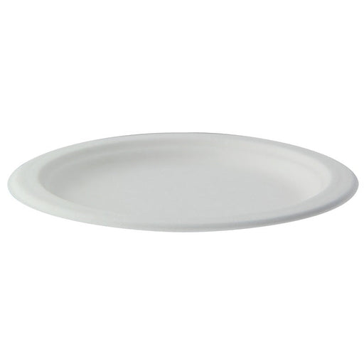 Plato redondo de caña de azúcar blanco - 1000Uds