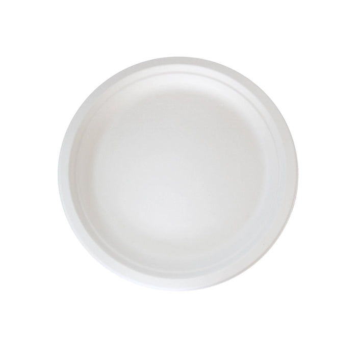 Plato redondo de caña de azúcar blanco - 1000Uds