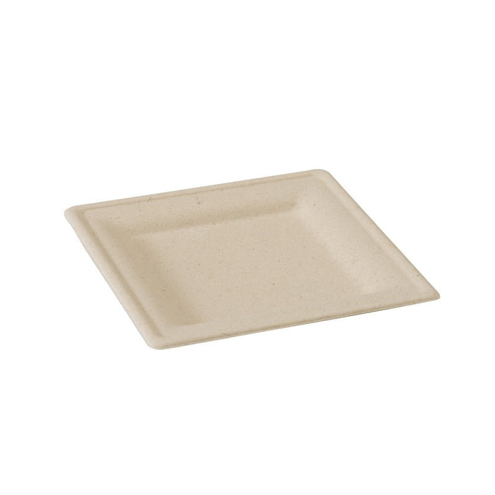 Plato cuadrado marrón de pulpa 200x200mm - 500Uds