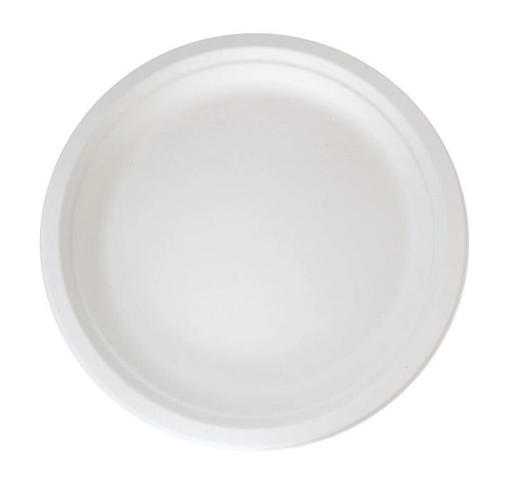 Plato redondo de caña de azúcar blanco Ø242mm A23mm - 500Uds