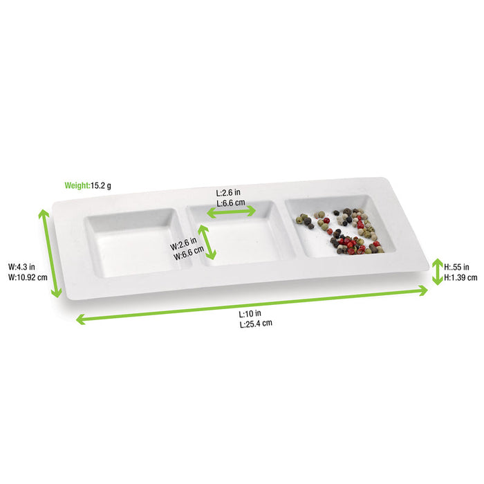Plato de pulpa 3 compartimentos Tapas 260x110mm - 250Uds