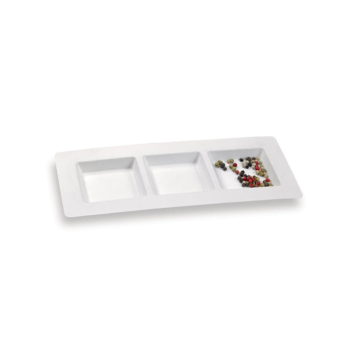 Plato de pulpa 3 compartimentos Tapas 260x110mm - 250Uds