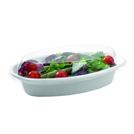 Ensaladera de pulpa ovalada de caña blanca 700ml 230x140mm A50mm - 1000Uds