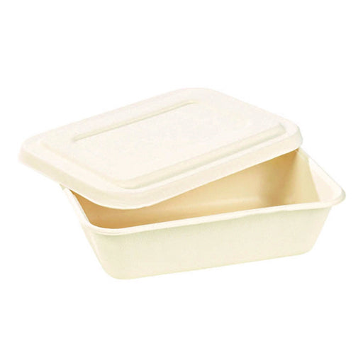 Caja de comida en pulpa con tapa blanca 850ml 193x135mm A50mm - 400Uds
