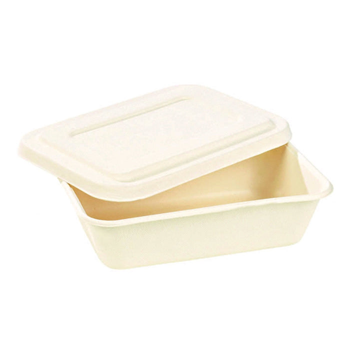 Caja de comida en pulpa con tapa blanca 850ml 193x135mm A50mm - 400Uds