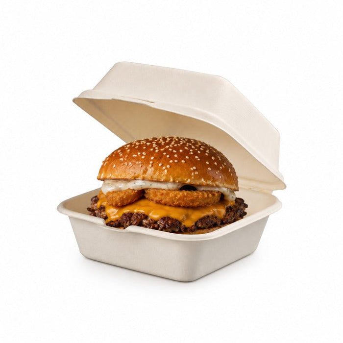 Caja hamburguesa pulpa 150x150mm H76mm 460ml - 500Uds