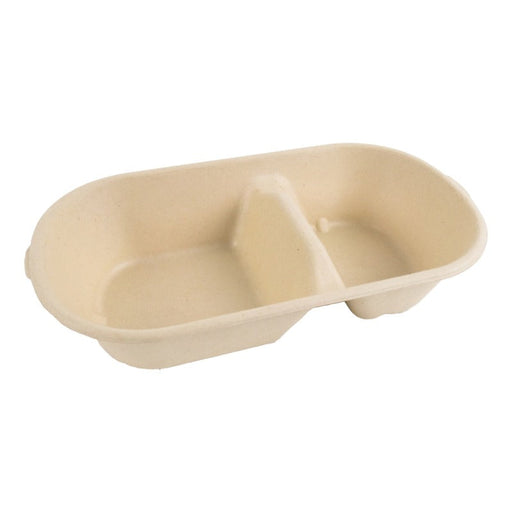 Caja rectangular de fibra de caña de azúcar de 2 compartimentos 825ml 235x130mm A50mm - 300Uds