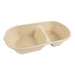 Caja rectangular de fibra de caña de azúcar de 2 compartimentos 825ml 235x130mm A50mm - 300Uds