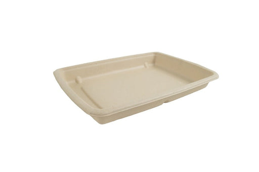 Bandeja rectangular de fibra de caña de azúcar marrón 226x162mm A27mm - 300Uds