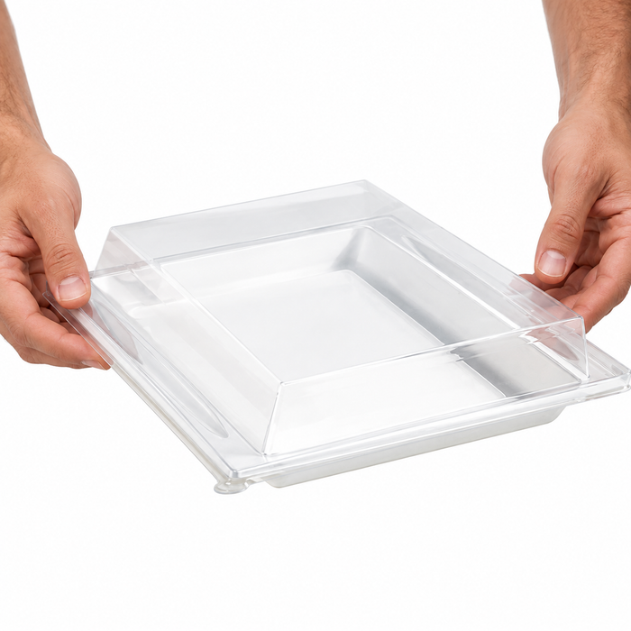 Tapa plana transparente PET 272x193mm A33mm - 200Uds
