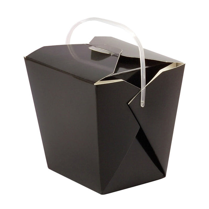 Caja cuadrada de cartón negra con asa blanca 100x93mm H104mm 750ml - 450Uds