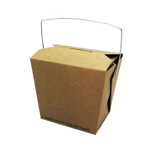 Caja cuadrada de cartón kraft con asa 450ml 95x73mm A90mm - 500Uds