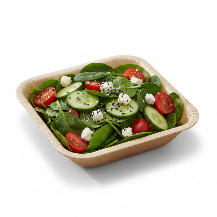 Cuenco cuadrado de hoja de palma 180ml 120x120mm A30mm - 100Uds