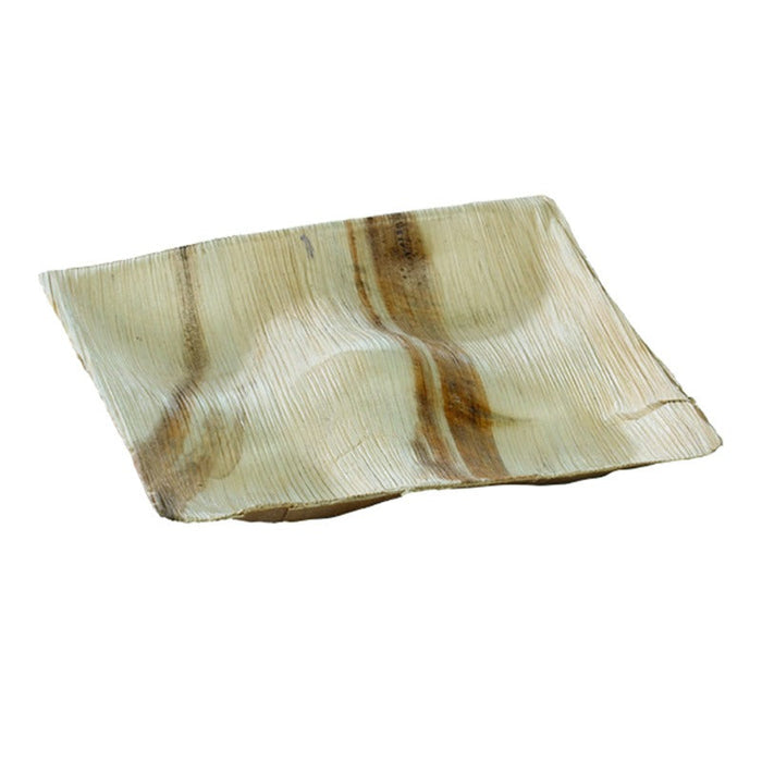 Plato de hoja de palmera con 4 compartimentos 205x205mm A23mm - 100Uds