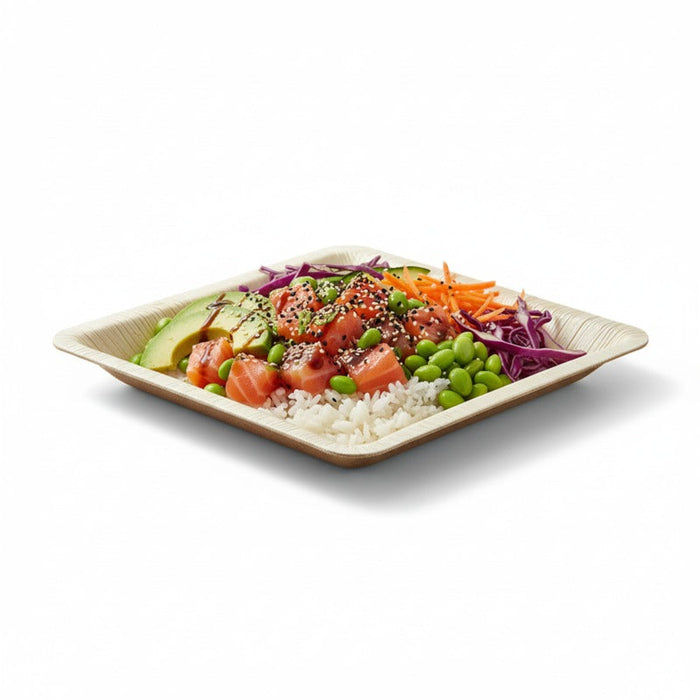 Plato cuadrado de hoja de palmera 250x250mm A25mm - 100Uds