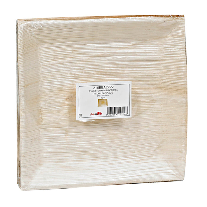 Plato cuadrado de hoja de palmera 270x270mm - 60Uds