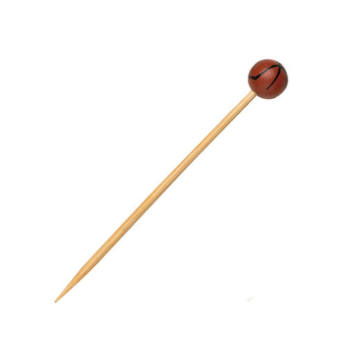 Pincho de bambú con decoración pelota de baloncesto 120mm - 1000Uds