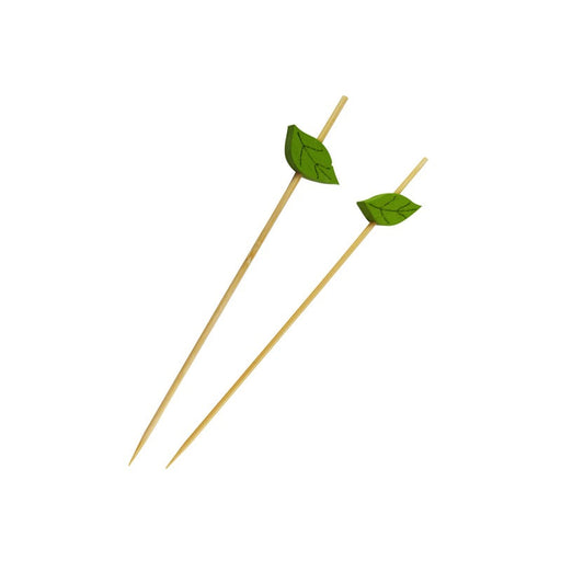 Pincho de bambú con decoración de hojas 120mm - 1000Uds