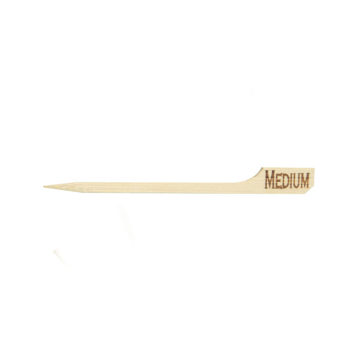 Pincho de bambú Teppo Gushi para carne con inscripción Medium (al punto) 90mm - 1000Uds