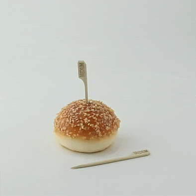 Pincho de bambú Teppo Gushi para carne con inscripción Medium (al punto) 90mm - 1000Uds