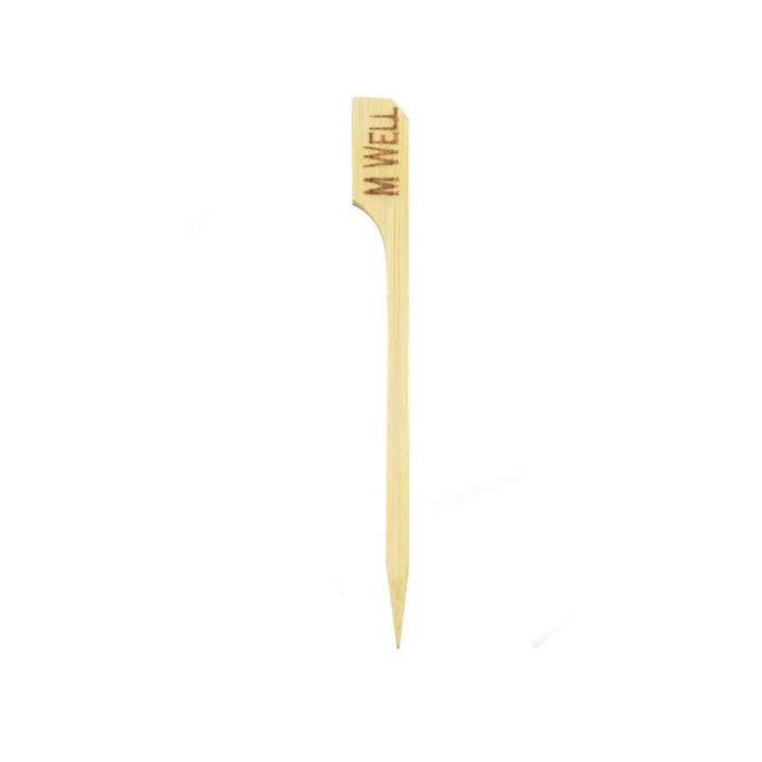 Pincho de bambú Teppo Gushi para carne con inscripción Med Well (muy hecho) 90mm - 1000Uds