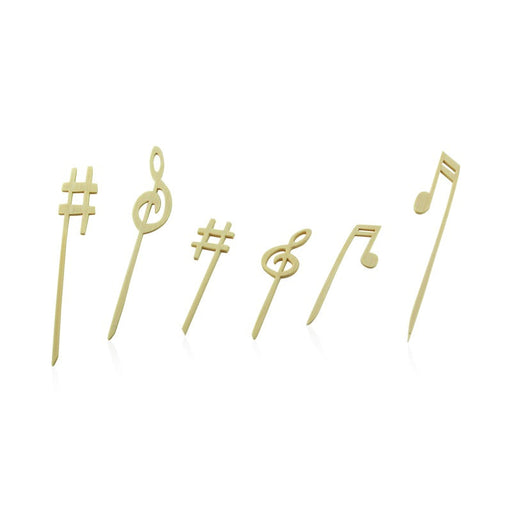 Pincho de bambú con extremo decorativo musical 120mm - 1000Uds
