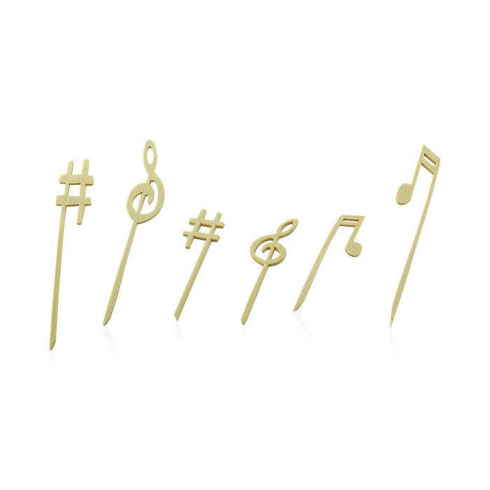 Pincho de bambú con extremo decorativo musical 120mm - 1000Uds