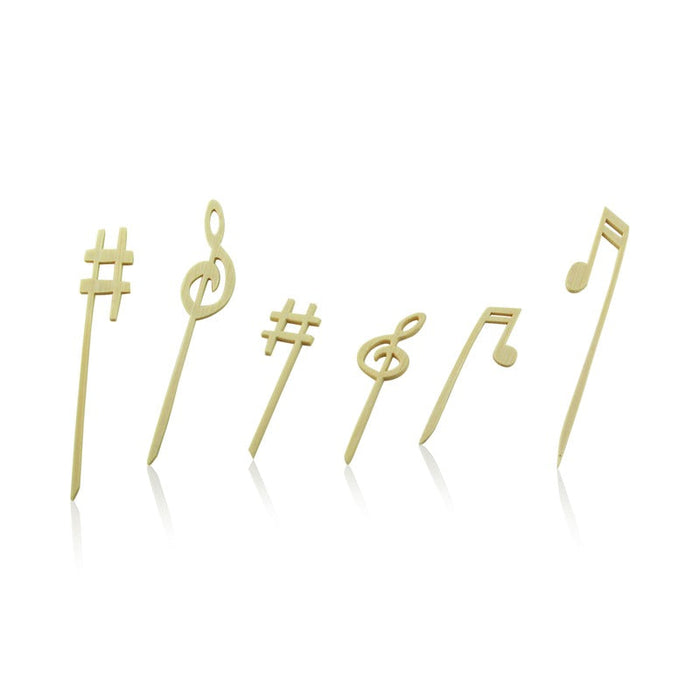 Pincho de bambú con extremo decorativo musical 90mm - 1000Uds