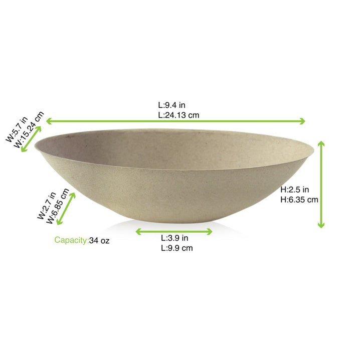 Bol ovalado de pulpa marrón BioNchic 1000ml 240x145mm A63mm - 250Uds