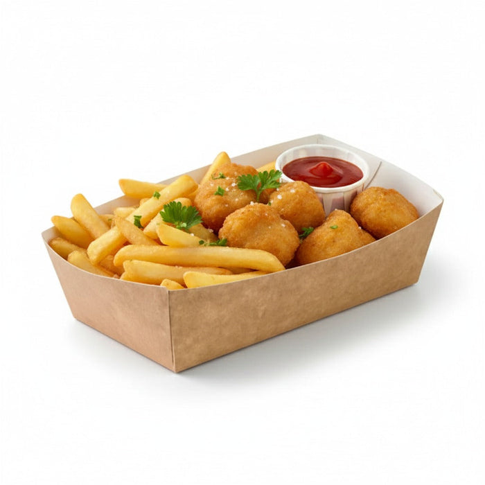 Bandeja de cartón Kraft 350ml 120x60mm A37mm - 800Uds