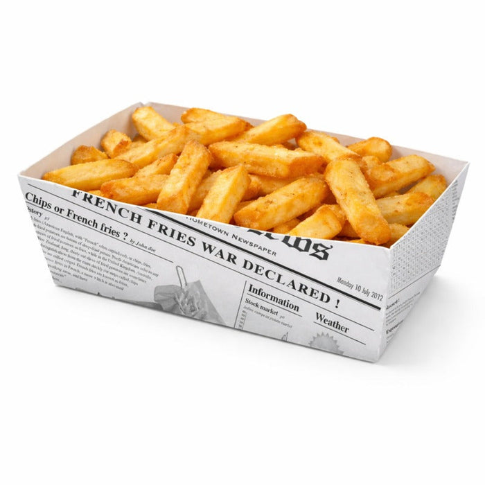 Bandeja de cartón blanco con diseño periódico 850ml 150x90mm A50mm - 400Uds