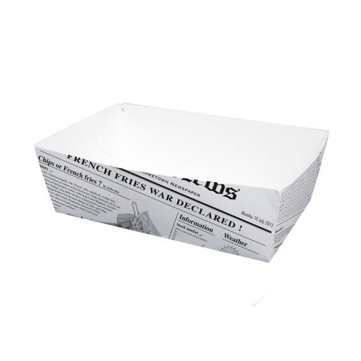 Bandeja de cartón blanco con diseño periódico 850ml 150x90mm A50mm - 400Uds
