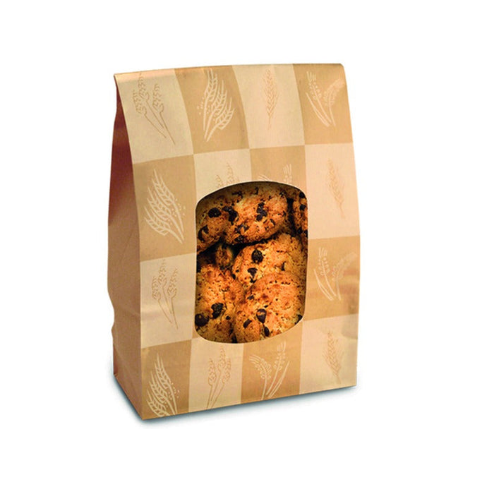 Bolsa de papel Ecokraft SOS marrón con ventana y cierre plegable metálico 120x60mm A240mm - 500Uds