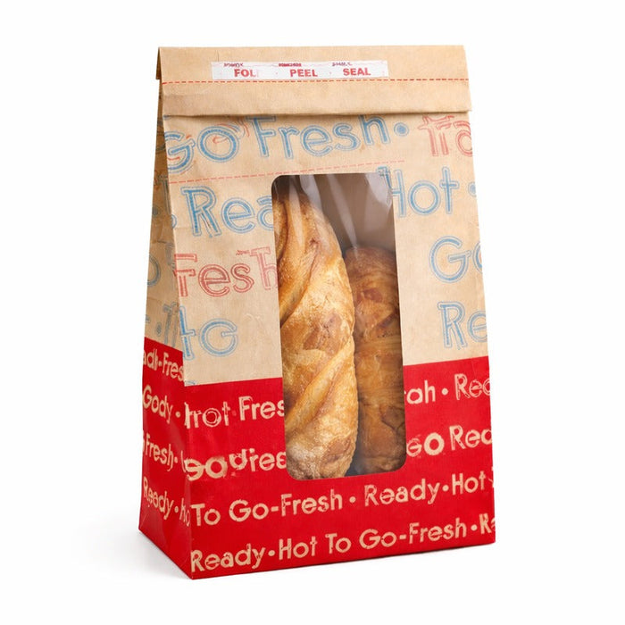 Bolsa de papel Ecokraft reforzada SOS marrón con ventana 153x110mm A285mm - 500Uds