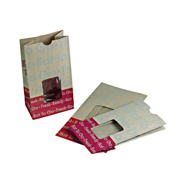 Bolsa de papel Ecokraft reforzada SOS marrón con ventana 153x110mm A285mm - 500Uds