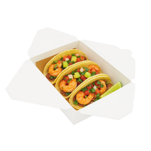 Caja de comida en cartón blanco con cierre 2000ml 217x160mm A67mm - 200Uds