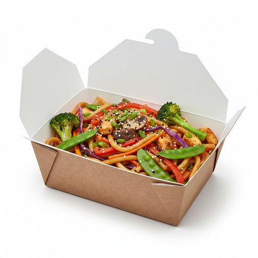 Caja de comida en cartón kraft laminado PE 2800ml 220x166mm A90mm - 120Uds