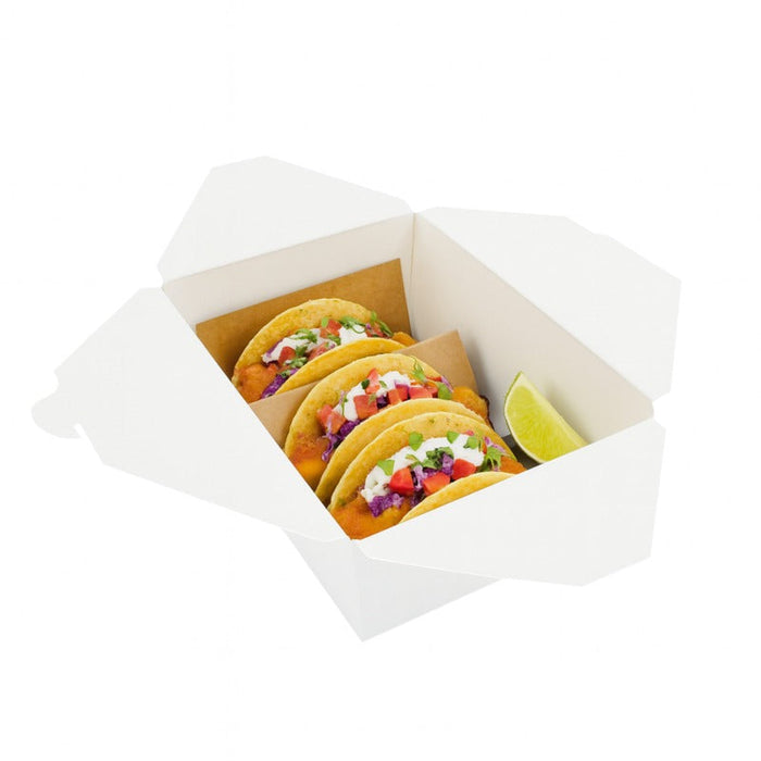Caja de comida en cartón blanco con cierre 3000ml 226x167mm A92mm - 160Uds