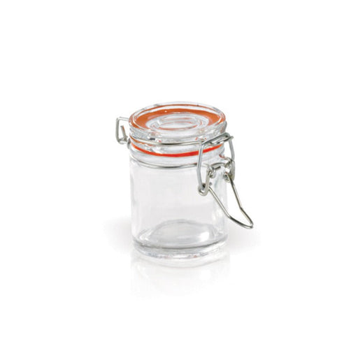 Tarro pequeño de vidrio BOKA con junta silicona roja 45ml A63,5mm - 24Uds