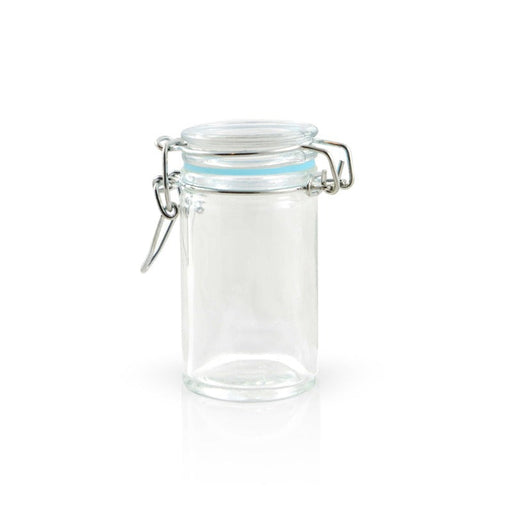 Tarros pequeños de vidrio BOKA con junta silicona azul claro 65ml A85mm - 24Uds