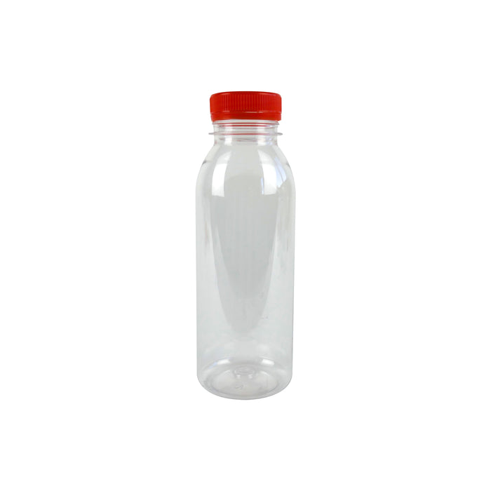 Botella RPET transparente con tapón unido naranja 61 330ml A161mm - 220Uds