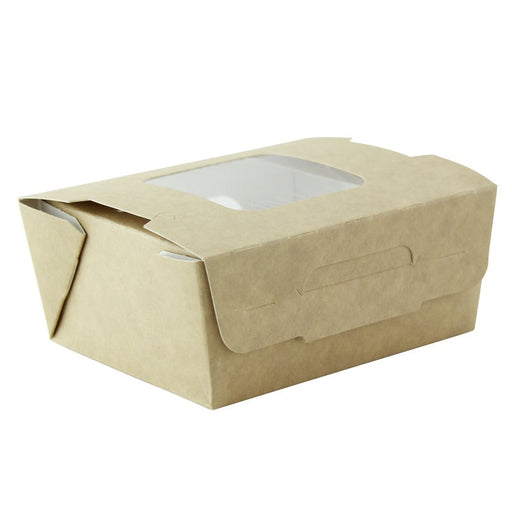 Ensaladera de cartón kraft con ventana doble 400ml 98x115mm A45mm - 360Uds