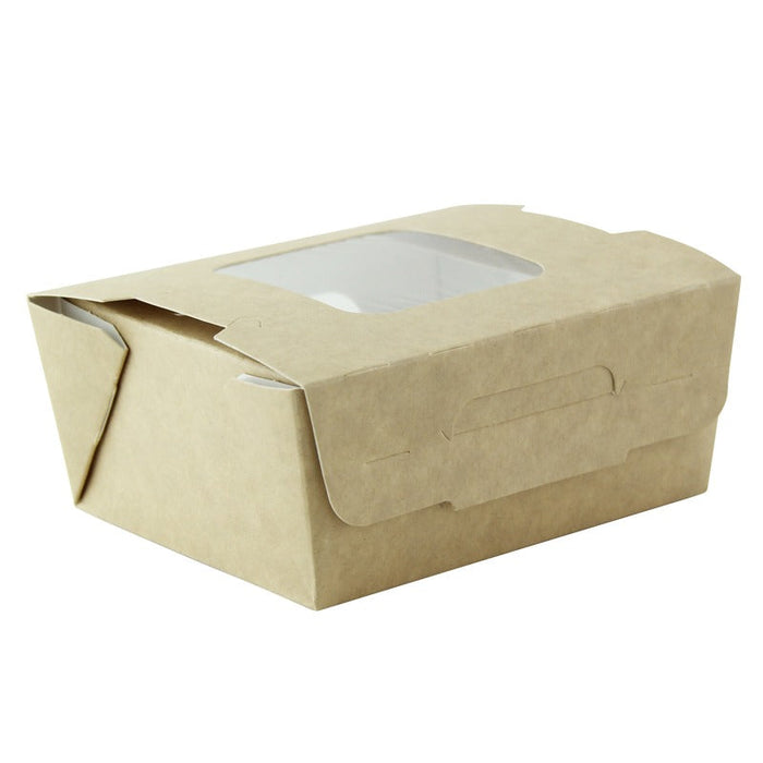 Ensaladera de cartón kraft con ventana doble 400ml 98x115mm A45mm - 360Uds