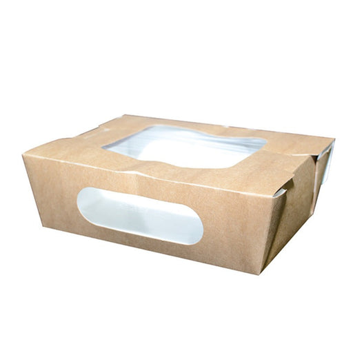 Ensaladera de cartón kraft con ventana doble 900ml 167x118mm A50mm - 270Uds