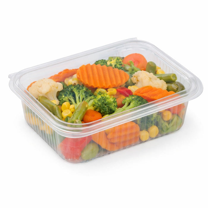 Envase rectangular PLA transparente con tapa bisagra 1000ml 188x143mm A67mm - 400Uds