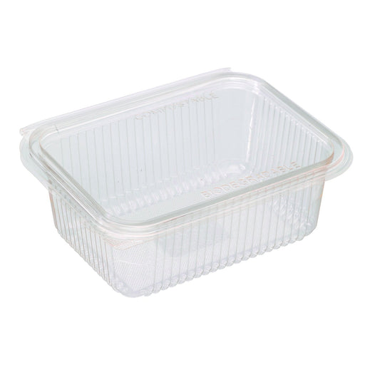 Envase rectangular PLA transparente con tapa bisagra 1000ml 188x143mm A67mm - 400Uds