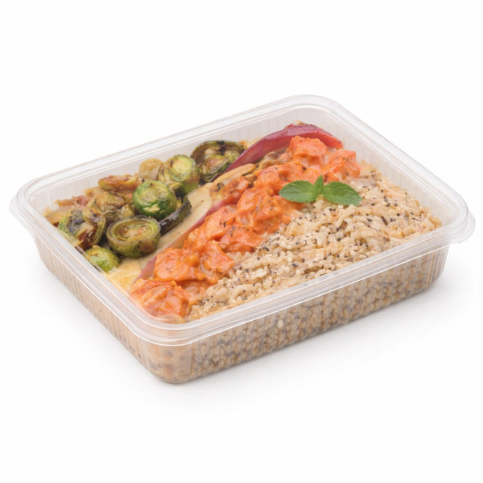 Envase rectangular PLA transparente con tapa bisagra 1000ml 217x167mm A35mm - 300Uds